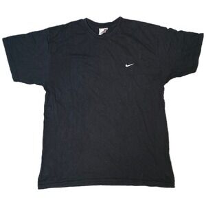 Nike Black Embroidered Swoosh Logo T Shirt Mens Size L (AE)